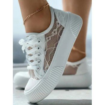 See Thru Lace Up Flat Platform Thick Platform Casual Shoes