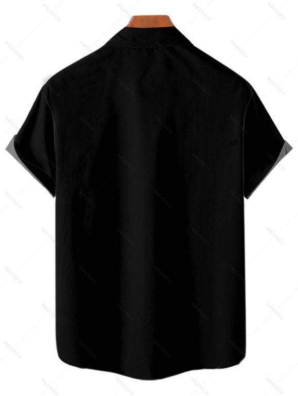 Chemise de Vacances Boutonnée Palmier Imprimé à Manches Courtes - Vert clair M