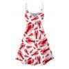 Allover Lobster Ocean Pattern Vacation Dress Spaghetti Strap V Neck A Line Mini Beach Tank Dress - WHITE XXXXL | US 18