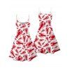 Allover Lobster Ocean Pattern Vacation Dress Spaghetti Strap V Neck A Line Mini Beach Tank Dress - WHITE XXXXL | US 18