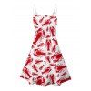 Allover Lobster Ocean Pattern Vacation Dress Spaghetti Strap V Neck A Line Mini Beach Tank Dress - WHITE XXXXL | US 18