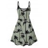 Vacation Style Palm Tree Printed Strapless Dress with Mens Short Sleeve Shirt and Mens Beach Pants Three Piece Set - Vert clair S | US 4
