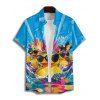 Hawaii Couple Outfit Duck with Sunglasses Wave Pattern Spaghetti Strap A Line Mini Dress and Roll Up Sleeve Shirt Vacation Matching Outfit - Bleu S | US 4