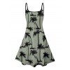 Vacation Style Palm Tree Printed Strapless Dress with Mens Short Sleeve Shirt and Mens Beach Pants Three Piece Set - Vert clair S | US 4