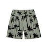 Vacation Style Palm Tree Printed Strapless Dress with Mens Short Sleeve Shirt and Mens Beach Pants Three Piece Set - Vert clair S | US 4