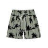 Vacation Style Palm Tree Printed Strapless Dress with Mens Short Sleeve Shirt and Mens Beach Pants Three Piece Set - Vert clair S | US 4