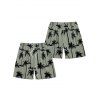 Vacation Style Palm Tree Printed Strapless Dress with Mens Short Sleeve Shirt and Mens Beach Pants Three Piece Set - Vert clair S | US 4