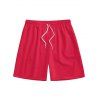Short de Plage à Taille Elastique en Couleur Unie avec Cordon de Serrage pour Hommes - Rouge 5XL