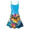 Robe de Vacance Motif de Canard Ligne A à Bretelle Fine - Bleu XXXXXL | US 20