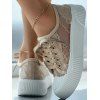 See Thru Lace Up Flat Platform Thick Platform Casual Shoes - LIGHT COFFEE EU 40