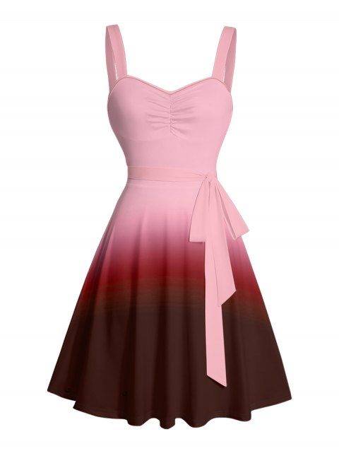 Mini Robe Décontractée Ombrée Ligne A à Taille Empire à Volants