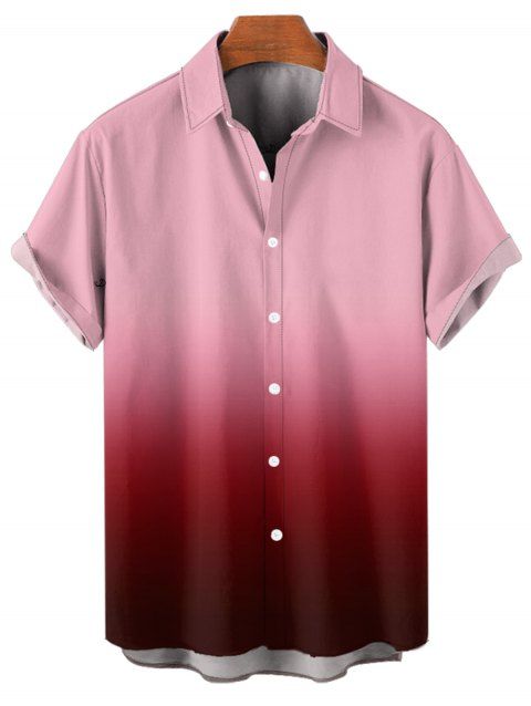 Chemise Décontractée Boutonnée Ombrée Manches Roulées à Col Relevé