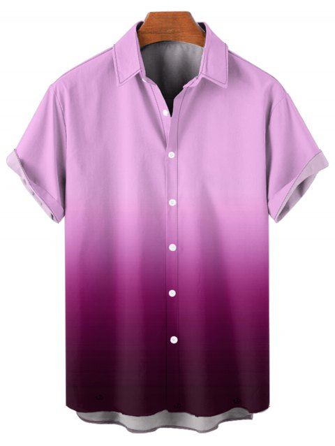 Chemise Décontractée Boutonnée Ombrée Manches Roulées à Col Relevé