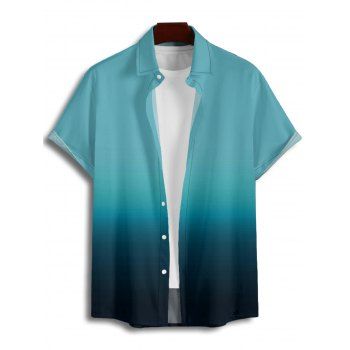 Casual Couple Outfit Ombre Ruched Bust Belt Sweetheart Neck A Line Mini Dress and Roll Up Sleeve Shirt Matching Outfit