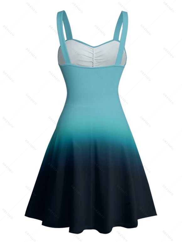 Mini Robe Décontractée Ombrée Ligne A à Taille Empire à Volants - Vert S | US 4