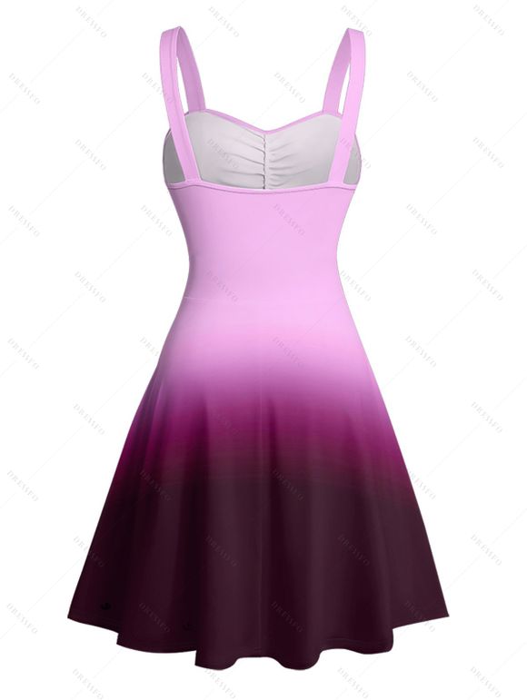 Mini Robe Décontractée Ombrée Ligne A à Taille Empire à Volants - Rose clair XXXL | US 16