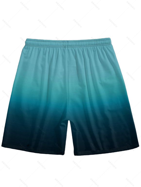 Short de Vacances Ombré Imprimé à Cordon pour Homme - Vert XL