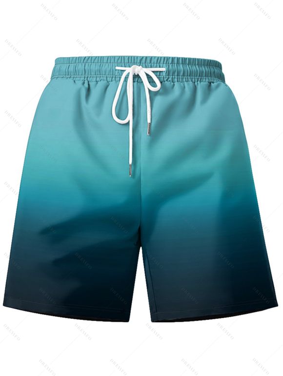 Short de Vacances Ombré Imprimé à Cordon pour Homme - Vert XL