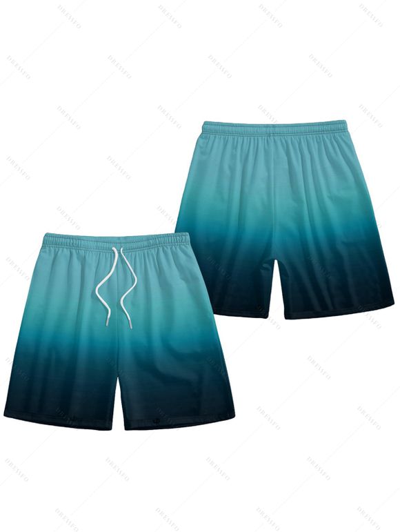 Short de Vacances Ombré Imprimé à Cordon pour Homme - Vert XL