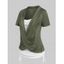 T-shirt Chiné Contrasté Croisé en Blocs de Couleurs à Manches Courtes Faux Deux Pièces - Vert profond XXXL