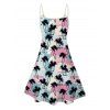 Mini Robe Ligne A à Bretelle Fine Motif de Cocotier en Blocs de Couleurs à Col V - multicolor L | US 8-10