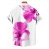 Vacation Couple Outfit Tropical Floral Pattern Spaghetti Strap Pocket A Line Long Dress and Roll Up Sleeve Solid Color Drawstrings Shorts Matching Outfit - Rose clair S | US 4