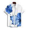 Vacation Couple Outfit Tropical Floral Pattern Spaghetti Strap Pocket A Line Long Dress and Roll Up Sleeve Solid Color Drawstrings Shorts Matching Outfit - Bleu S | US 4