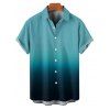 Casual Couple Outfit Ombre Ruched Bust Belt Sweetheart Neck A Line Mini Dress and Roll Up Sleeve Shirt Matching Outfit - Vert S | US 4