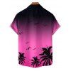 Vacation Couple Outfit Ombre Coconut Tree Seagulls Pattern Spaghetti Strap V Neck A Line Mini Tank Dress and Roll Up Sleeve Shirt Beach Matching Outfit - Rose clair S | US 4