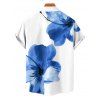 Vacation Couple Outfit Tropical Floral Pattern Spaghetti Strap Pocket A Line Long Dress and Roll Up Sleeve Solid Color Drawstrings Shorts Matching Outfit - Bleu S | US 4