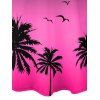 Mini Robe Ligne A Ombrée Motif de Mouettes et de Cocotier à Bretelle Fine - Rose clair XXXXXL | US 20