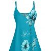 Mini Robe Ligne A Motif de Feuille D'Hibiscus à Bretelle Fine - Bleu gris XXXXXL | US 20