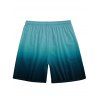 Men's Ombre Print Drawstring Vacation Style Shorts - GREEN XL