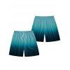 Men's Ombre Print Drawstring Vacation Style Shorts - GREEN XL