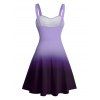 Ombre Ruched Bust Belt Dress Sweetheart Neck Empire Waist A Line Mini Casual Dress - PURPLE XXXXL | US 18