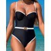 Maillot de Bain Découpé en Couleur Contrastée à Bretelle Fine Une-Pièce - Noir S | US 4