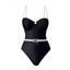 Maillot de Bain Découpé en Couleur Contrastée à Bretelle Fine Une-Pièce - Noir S | US 4