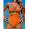 Maillot de Bain de Plage Découpé en Couleur Contrastée à Volants Une-Pièce - Orange L | US 8