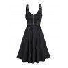 Mini Robe Gothique à Bretelle Ajustable à Demi-Zip avec Poche en Faux Cuir - Noir S | US 4