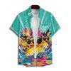 Hawaii Couple Outfit Duck with Sunglasses Wave Pattern Spaghetti Strap A Line Mini Dress and Roll Up Sleeve Shirt Vacation Matching Outfit - Vert clair S | US 4