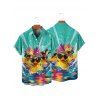 Hawaii Couple Outfit Duck with Sunglasses Wave Pattern Spaghetti Strap A Line Mini Dress and Roll Up Sleeve Shirt Vacation Matching Outfit - Vert clair S | US 4