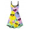 Robe Débardeur à Motif Canard Coloré à Col en V et Bretelles Spaghetti pour Femme - multicolor XXXXXL | US 20