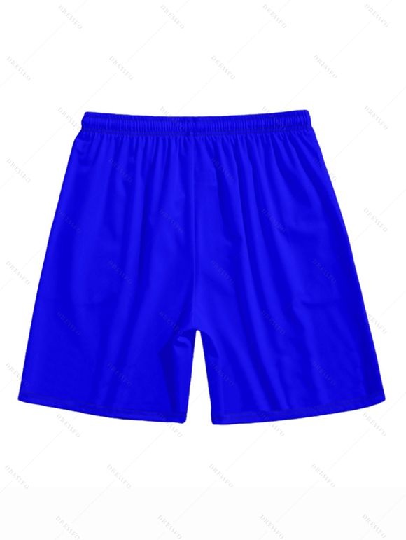 Short de Plage à Taille Elastique en Couleur Unie avec Cordon de Serrage pour Hommes - Bleu gris M