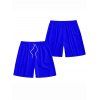 Short de Plage à Taille Elastique en Couleur Unie avec Cordon de Serrage pour Hommes - Bleu gris 4XL