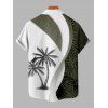 Chemise de Vacances Boutonnée Feuille de Noix de Coco Imprimée à Manches Courtes - Vert 3XL