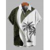 Chemise de Vacances Boutonnée Feuille de Noix de Coco Imprimée à Manches Courtes - Vert 3XL
