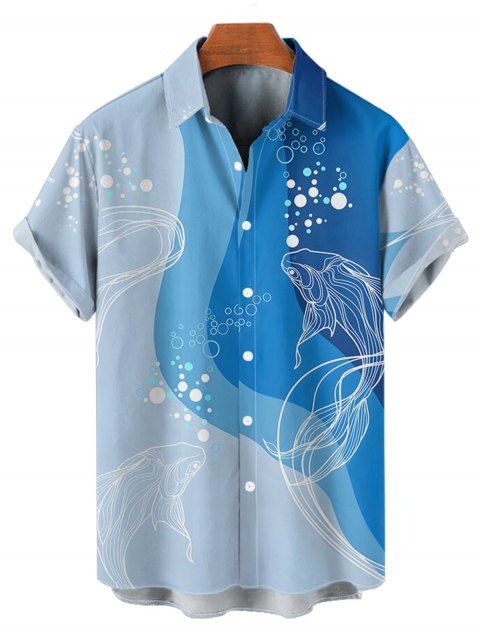 Chemise de Plage Ombré Motif D'Elément de Vacances à Pois à Manches Courtes