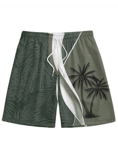 Short de Plage Arbre de Noix de Coco Imprimé à Taille Elastique pour Homme