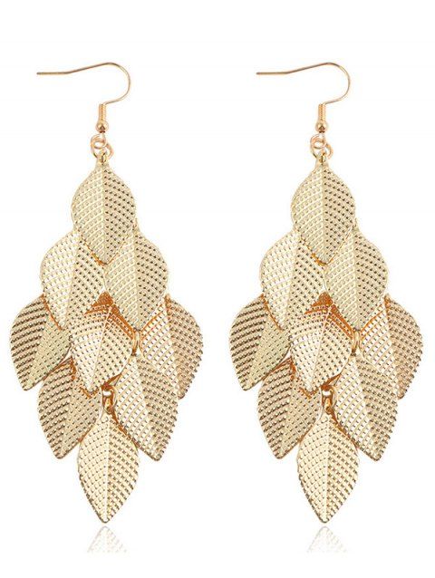 Boucles D'Oreilles de Soirée en Forme de Feuille en Alliage en Couleur Unie