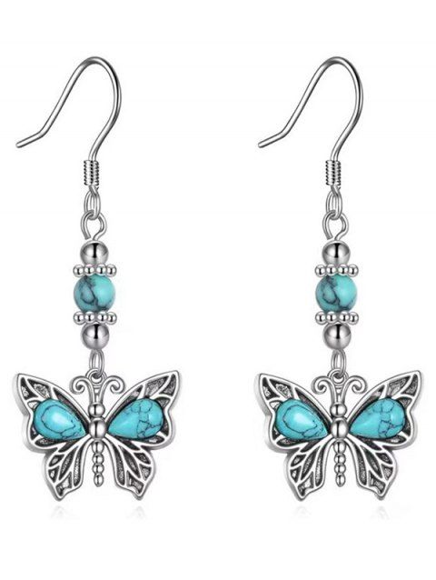 Boucles D'Oreilles en Forme de Papillon Motif Perles Turquoises Fantaisies Style Simple